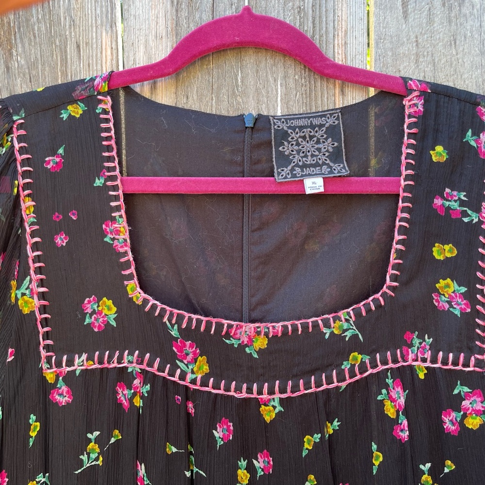 Johnny Was Black Floral Maxi Dress